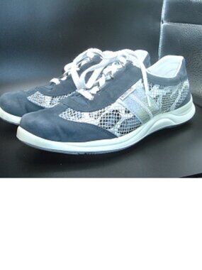 Mephisto Laser Runoff Shoes Womens 7.5 Blue Leather/Snakeskin Sneakers Comfort